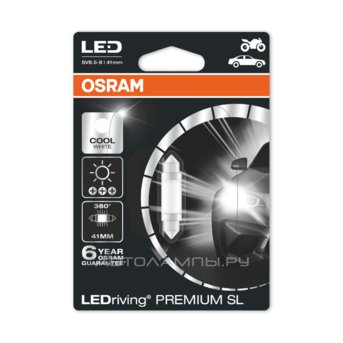 Fest T10,5x41 12V-LED 1,0W (SV8,5) 6000K ( 1.) Cool White LEDriving premium 6499CW-01B